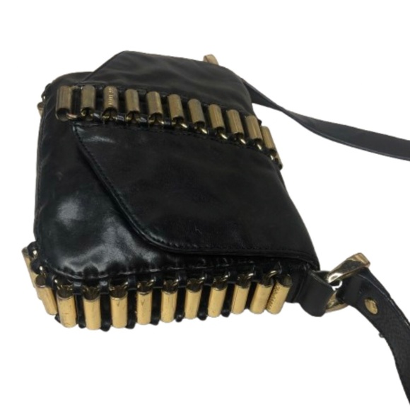 TED BAKER Black Lambskin and Brass Accent Throughout Bag & Strap Crossbody Bag - Picture 6 of 17